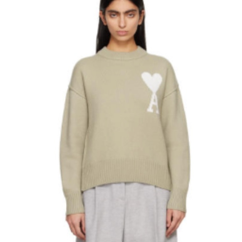 Ami Olive Crew Neck Sweater